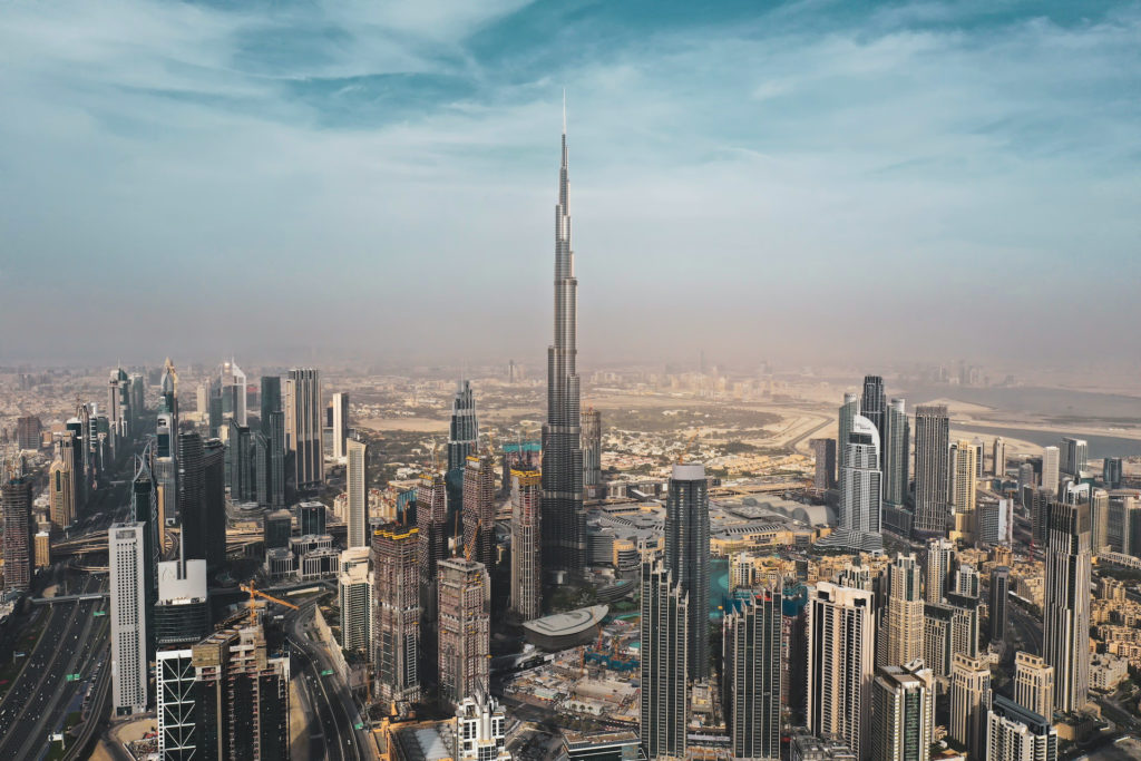 aerial photo of the city buildings in Dubai, United Arab Emirates
